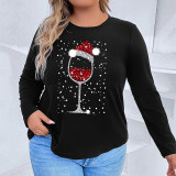 Plus Christmas Hat & Goblet Print Tee