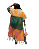 Casual Color Block Fringed Knitted Outerwear