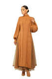 Hot Style Winter Long Sleeve Mesh Turtleneck Knitted Long Dresses