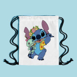 Drawstring Bag Stitch Cartoon Printing String Backpack Portable Storage Bag Gifts