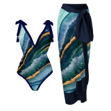 Multi-colored Printed Sexy Two-piece Swimsuit Dress for Women