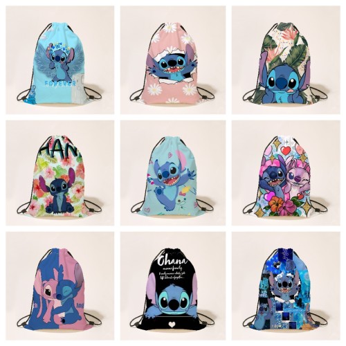 Drawstring Bag Stitch Cartoon Printing String Backpack Portable Storage Bag Gifts