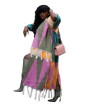Casual Color Block Fringed Knitted Outerwear