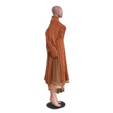 Hot Style Winter Long Sleeve Mesh Turtleneck Knitted Long Dresses