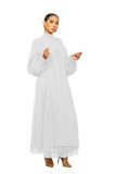 Hot Style Winter Long Sleeve Mesh Turtleneck Knitted Long Dresses