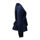 Spring/Autumn Lantern Sleeve V Neck Velvet Blouse