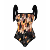Multi-colored Printed Sexy Two-piece Swimsuit Dress for Women
