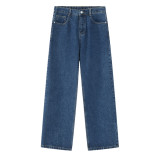 Relaxed Straight-Leg Versatile Men's Denim Pants with Elastic Waistband