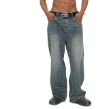 Vintage Blue Wide-Leg Jeans for Men