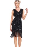 1920s Vintage Party Sequin Beaded Dress Tassels Prom Temperament Irregular Fringe Dress