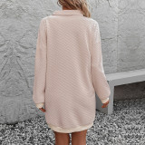 Solid Color Turndown Neck Sweatshirts Dress