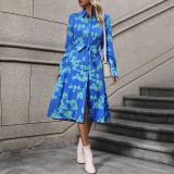 Floral Print Belted Shirt Dress