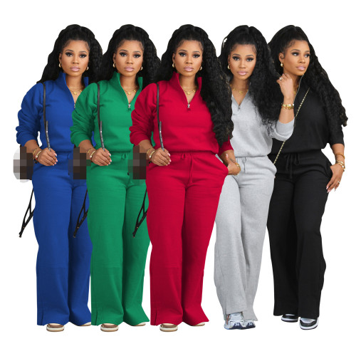 Casual Two Parts Suits Turndown Neck Women's Tracksuit Set 2 Pieces Clothing