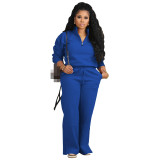 Casual Two Parts Suits Turndown Neck Women's Tracksuit Set 2 Pieces Clothing