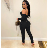 Ruched Cold Shoulder Unitard Jumpsuit