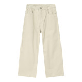 Apricot Color Loose-Fit High-Waisted Straight Leg Jeans
