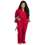 Casual Two Parts Suits Turndown Neck Women's Tracksuit Set 2 Pieces Clothing
