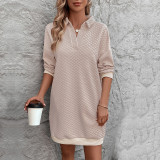 Solid Color Turndown Neck Sweatshirts Dress