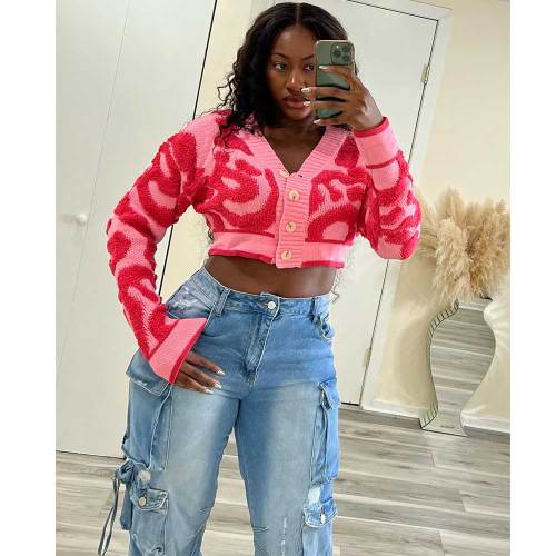 Casual V Neck Plush Women's Knitted Top