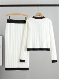 Autumn/winter Women 2024 O-Neck Long Sleeve Cardigans Knitted Sweater Skirt Set