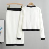 Autumn/winter Women 2024 O-Neck Long Sleeve Cardigans Knitted Sweater Skirt Set