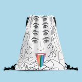 Tie Dye Gift Bag Drawstring Polyester Bag Student Portable Backpack Bag Outdoor Shopping