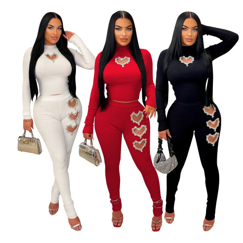 Women's Rhinestones Pit Sportswear Hot Driling Two-piece