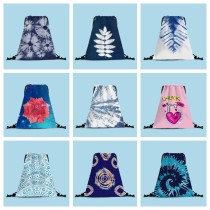 Tie Dye Gift Bag Drawstring Polyester Bag Student Portable Backpack Bag Outdoor Shopping