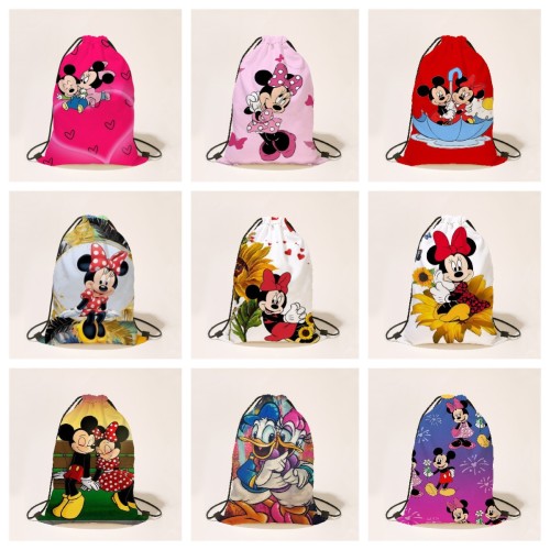 Disney Mickey Mouse Children's Cartoon Backpack Minnie Bags Bundle Pocket Drawstring Bag