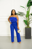 Feather Tube Top Casual Two-piece Set