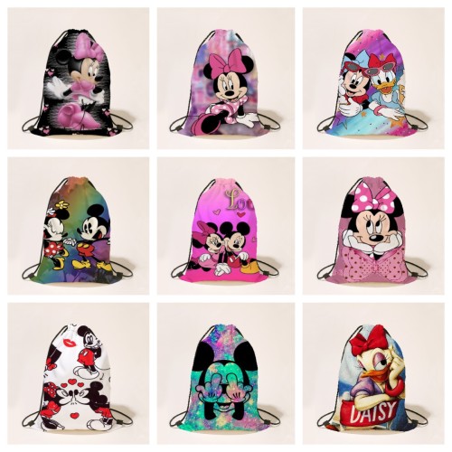 Disney Mickey Mouse Children's Cartoon Backpack Minnie Bags Bundle Pocket Drawstring Bag