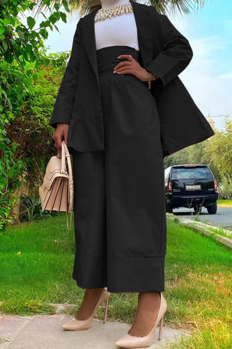 Ruffle Hem Jacket & High Waist Pants Set