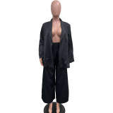 Ruffle Hem Jacket & High Waist Pants Set
