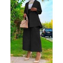 Ruffle Hem Jacket & High Waist Pants Set