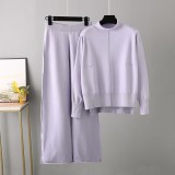 Knitted Sweater and Wide-Leg Pants Set for Women
