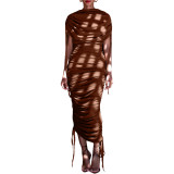 Gorgeous Drawstring Ruched Bodycon Dress