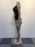 Sparkling Diamond Mesh Sheer Backless Stretch Two-Piece Dress