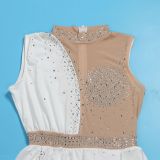 Women Sexy See Through Sleeveless Irregular Beaded Jumpsuit