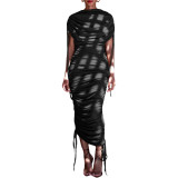 Gorgeous Drawstring Ruched Bodycon Dress