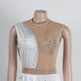 Women Sexy See Through Sleeveless Irregular Beaded Jumpsuit