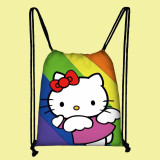 HELLO KITTY Student Drawstring Bag Children's Cartoon Backpack
