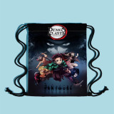 Animation Demon Slayer Attack Polyester Drawstring Bag School Bag Outdoor Shopping Bag