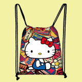 HELLO KITTY Student Drawstring Bag Children's Cartoon Backpack