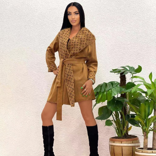 Lapel Double-layered Thickened Lace-up Windbreaker Jacket