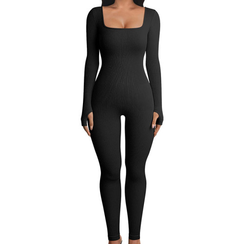 Double-Layer Seamless Bodysuit with Chest Pad, Long Sleeve Shaping Bodysuit for Yoga and Sports