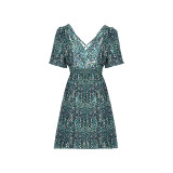 Women's All Over Print Butterfly Sleeve Dress