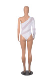 Sexy Women Bodysuits Mesh Patchwork One Shoulder Rompers