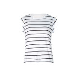 Striped Print Shoulder Pad Tee