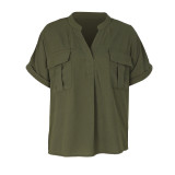 Flap Pocket Batwing Sleeve Shirt