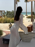 Seductive V-Neck Hollow Out and Long Sleeves Knitted Bodycon Dress